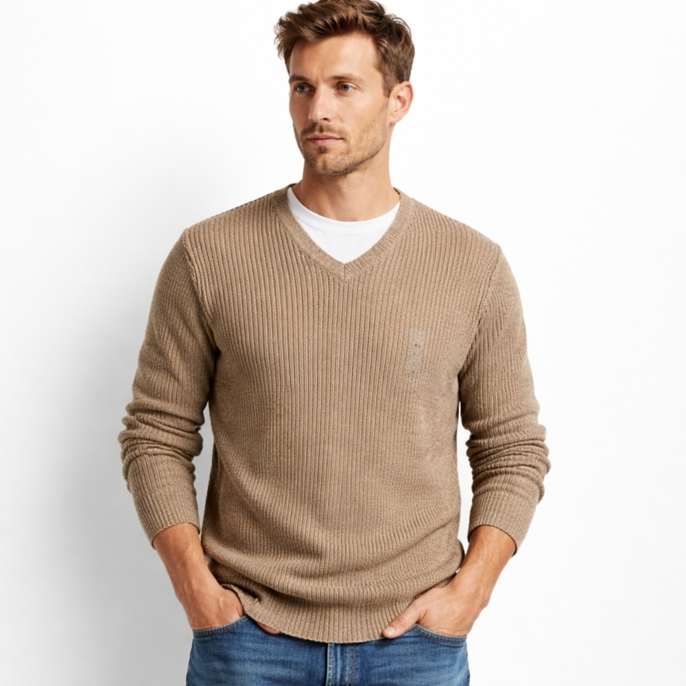 Gap Ribbed V-Neck Sweater Light Brown Size L NWT Open To Offers